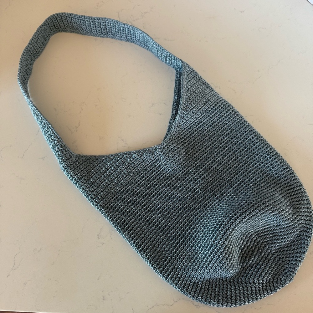 The Sak Crochet Hobo Bag in Dusty Blue